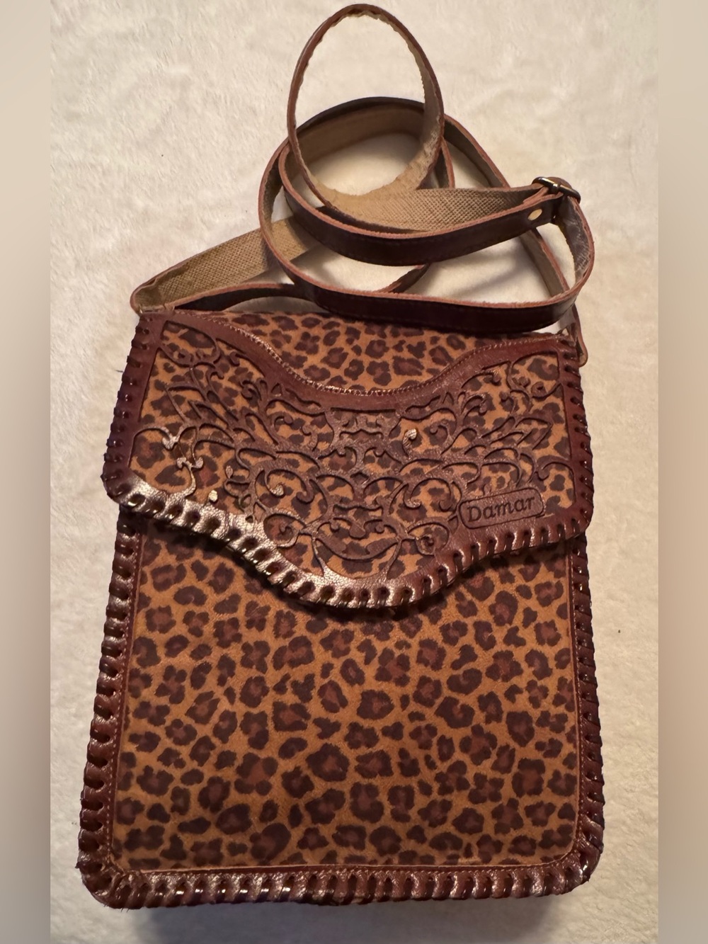 Leopard-Print Brown Crossbody Bag
